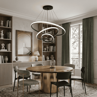 Suspension lustre LED Salle à manger salon Moderne intérieur | anneaux aluminium 3 cercles, dimmable