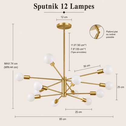 Suspension lustre métal bras multiples, chandelier Sputnik moderne | Salon salle à manger chambre, Intérieur