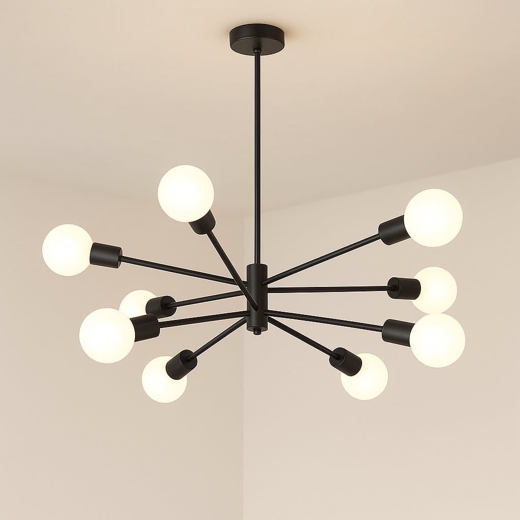Suspension lustre métal bras multiples, chandelier Sputnik moderne | Salon salle à manger chambre, Intérieur