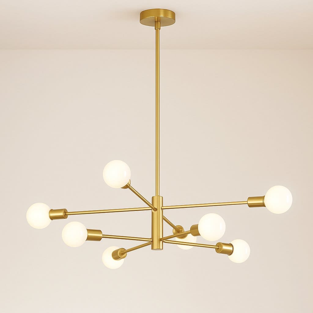 Suspension lustre métal bras multiples, chandelier Sputnik moderne | Salon salle à manger chambre, Intérieur