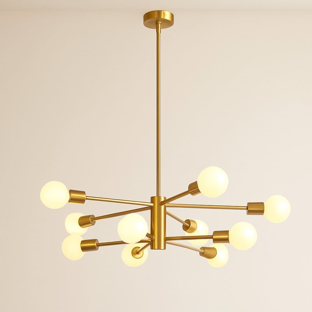 Suspension lustre métal bras multiples, chandelier Sputnik moderne | Salon salle à manger chambre, Intérieur