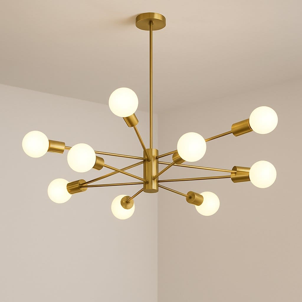 Suspension lustre métal bras multiples, chandelier Sputnik moderne | Salon salle à manger chambre, Intérieur