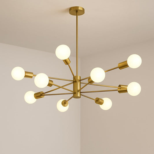 Suspension lustre métal bras multiples, chandelier Sputnik moderne | Salon salle à manger chambre, Intérieur