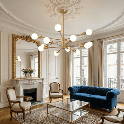 Suspension lustre métal bras multiples, chandelier Sputnik moderne | Salon salle à manger chambre, Intérieur