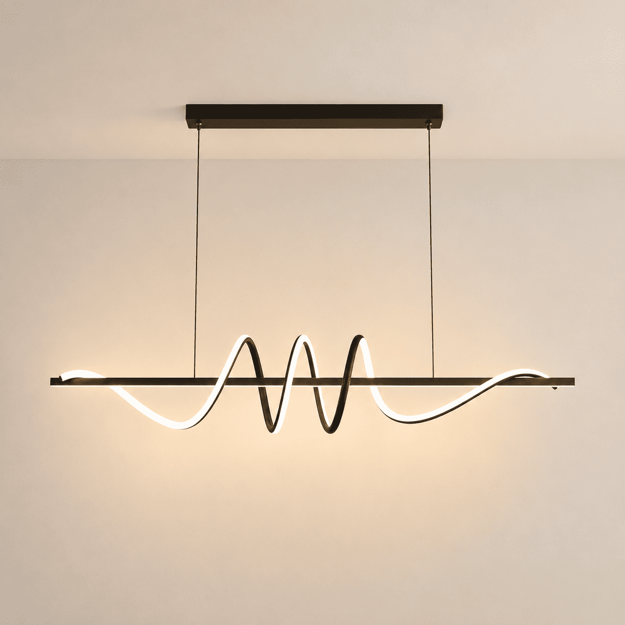 Suspension lustre moderne ruban LED pour salon salle à manger cuisine | Ligne courbe minimaliste