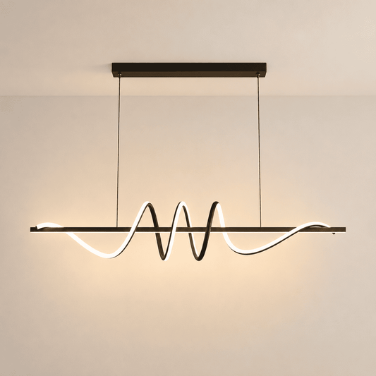 Suspension lustre moderne ruban LED pour salon salle à manger cuisine | Ligne courbe minimaliste