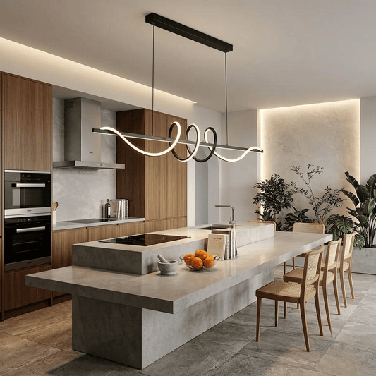 Suspension lustre moderne ruban LED pour salon salle à manger cuisine | Ligne courbe minimaliste