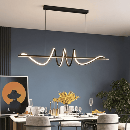 Suspension lustre moderne ruban LED pour salon salle à manger cuisine | Ligne courbe minimaliste