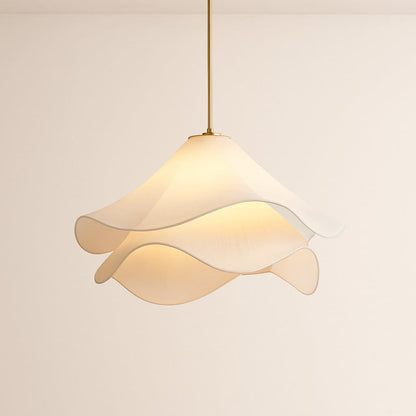 Suspension lustre rotin osier avec Abat-jour Bohème ondulé | Salon chambre salle à manger