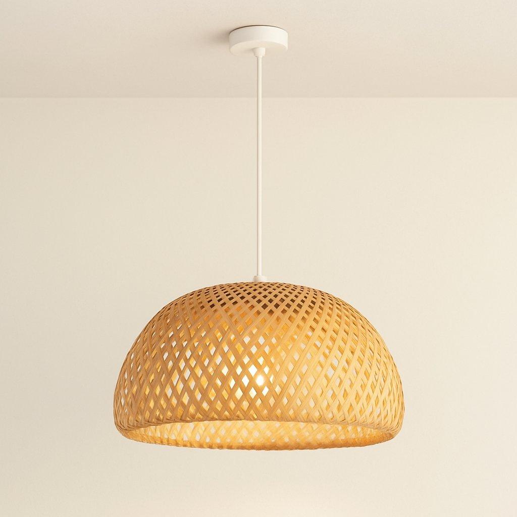 Suspension rotin bambou tressé, Abat-jour naturel fait main | Salon salle à manger chambre style Bohème