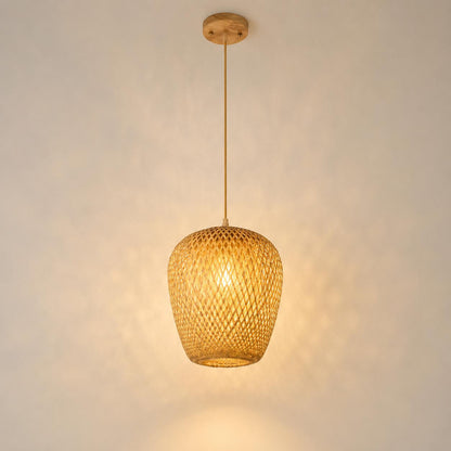 Suspension rotin bambou tressé, Abat-jour naturel fait main | Salon salle à manger chambre style Bohème