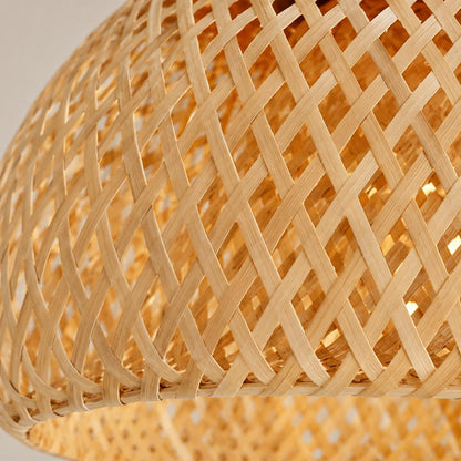 Suspension rotin bambou tressé, Abat-jour naturel fait main | Salon salle à manger chambre style Bohème