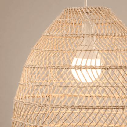 Suspension rotin tressé, abat jour en cloche naturelle bohème | Salon cuisine chambre, café, Intérieur