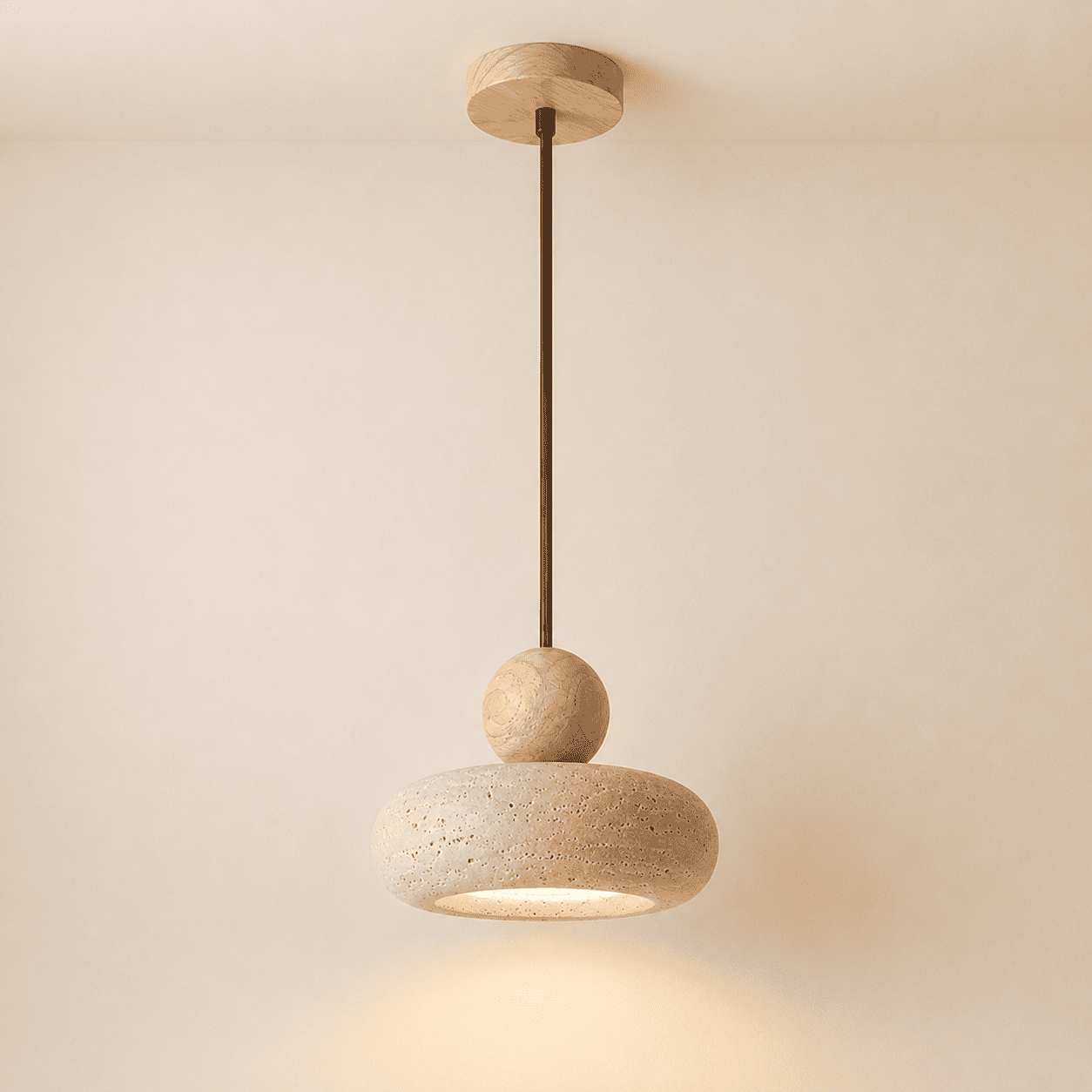 Suspension chambre pierre naturelle, Galets empilés wabi-sabi | Chambre salon restaurant intérieur Minimaliste