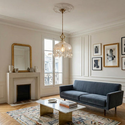 Suspension salon laiton & cristal pendeloques, style français baroque | Chambre, hôtel, restaurant, Intérieur