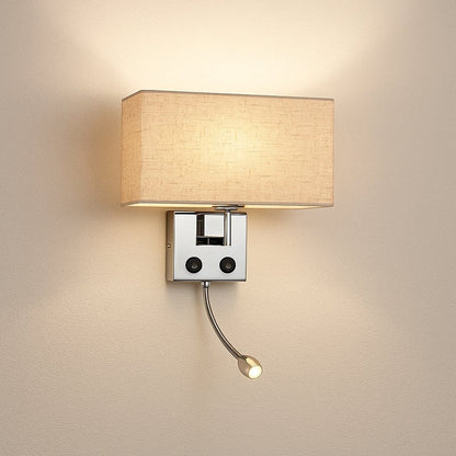 Applique murale LED intégrée avec interrupteur, Chambre tête de lit style hôtel | Liseuse à abat-jour tissu