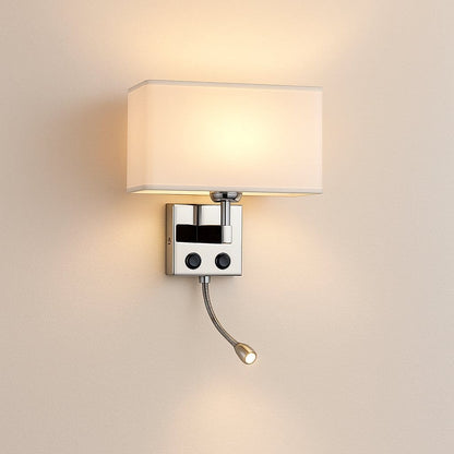 Applique murale LED intégrée avec interrupteur, Chambre tête de lit style hôtel | Liseuse à abat-jour tissu