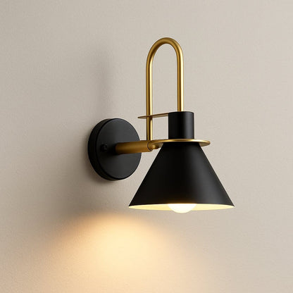 Applique murale métal, Abat-jour conique chambre | Bras laiton style nordique