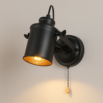 Applique murale noir métal cuivré, Style industriel, cylindre orientable | Chambre couloir intérieur