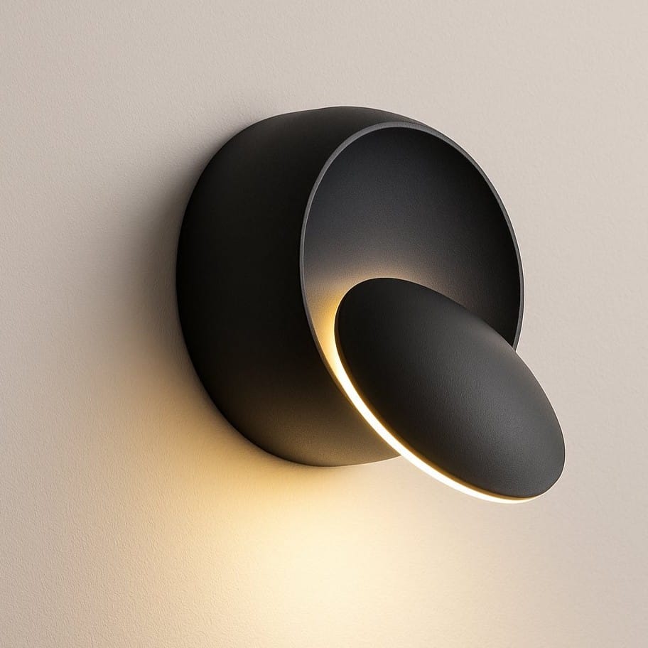 Applique murale ronde métal, LED orientable 350° | Liseuse chambre couloir, Design moderne intérieur