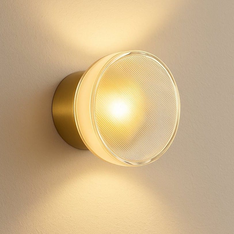Applique murale ronde verre côtelé, LED | Chambre salle de bain intérieur