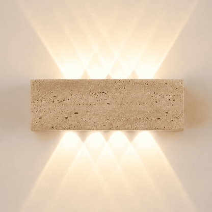 Applique murale pierre naturelle claire, travertin LED | Extérieur et Intérieur