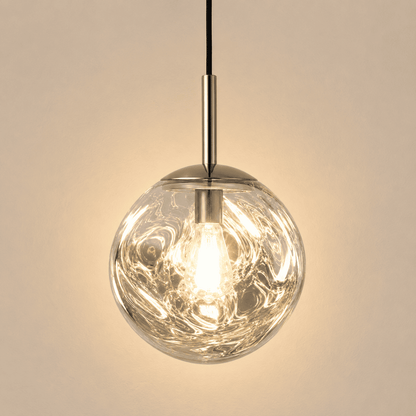 Suspension design globe PVC, effet verre soufflé | Salon escalier intérieur moderne