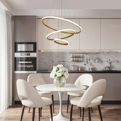 Suspension lustre LED Salle à manger salon Moderne intérieur | anneaux aluminium 3 cercles, dimmable