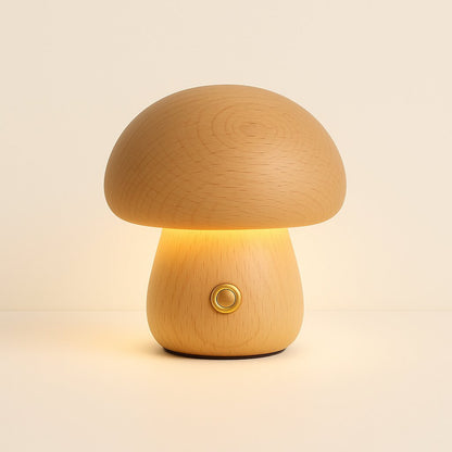 Lampe de Chevet Champignon Bois | Style Épuré Tactile Rechargeable