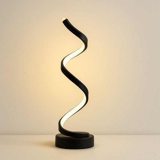 Lampe de Chevet LED Spirale sans fil | Design Sculptural, Intensité Réglable
