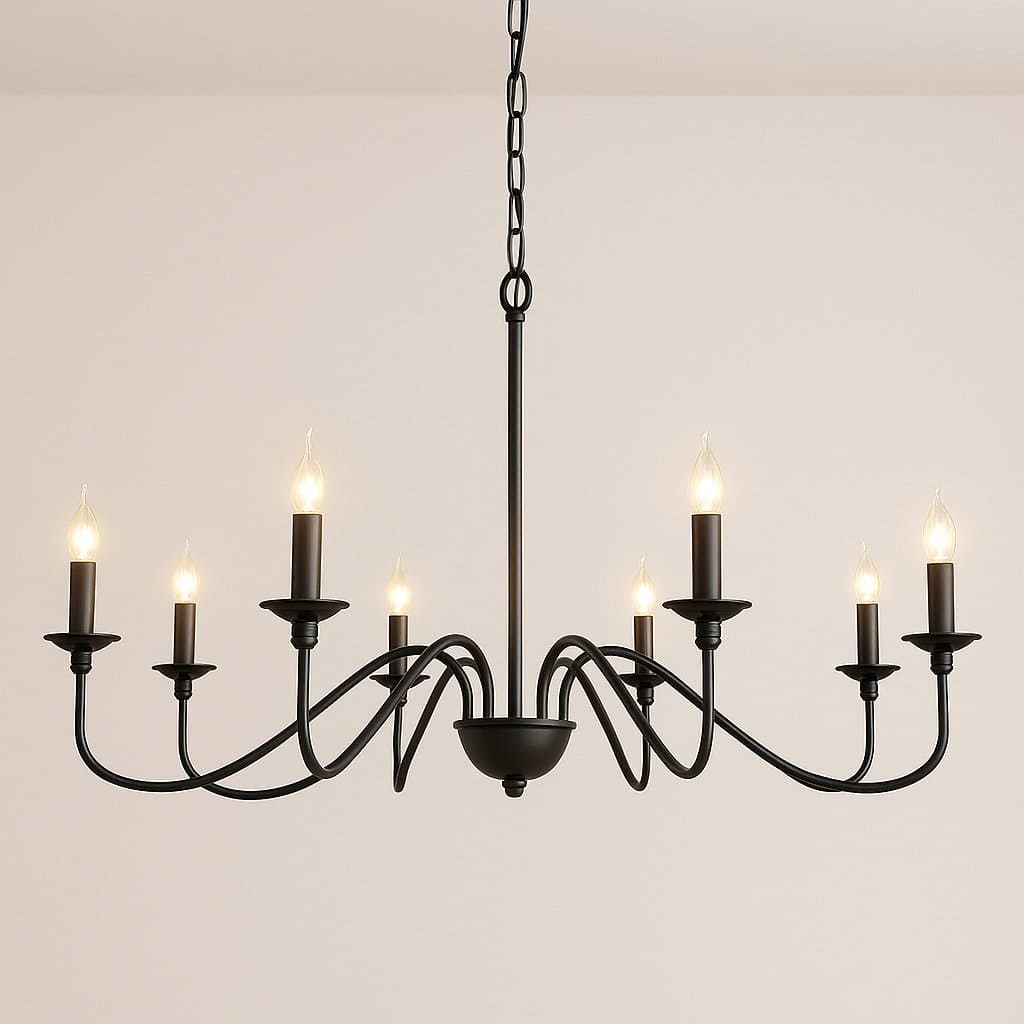 Lustre chandelier, suspension métal de style américain vintage | Salon salle à manger intérieur