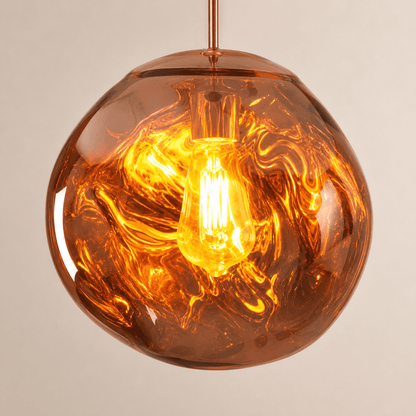 Suspension design globe PVC, effet verre soufflé | Salon escalier intérieur moderne