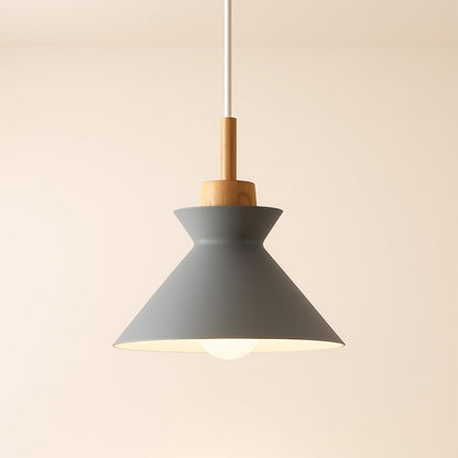Suspension bois métal, Abat-jour conique scandinave | Salon chambre salle à manger Intérieur