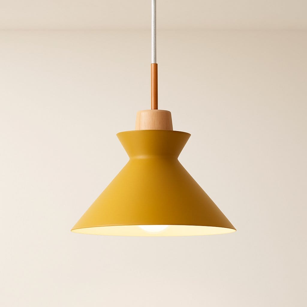Suspension bois métal, Abat-jour conique scandinave | Salon chambre salle à manger Intérieur