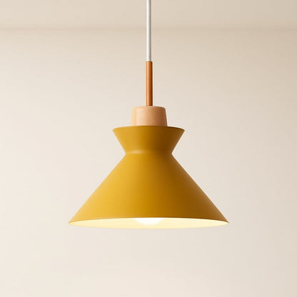 Suspension bois métal, Abat-jour conique scandinave | Salon chambre salle à manger Intérieur