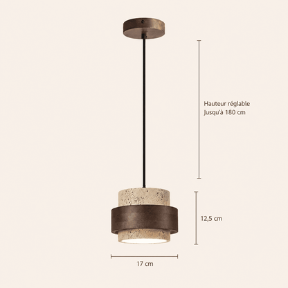 Suspension luminaire en pierre naturelle et bois de noyer | Cylindre wabi-sabi, Chambre salon