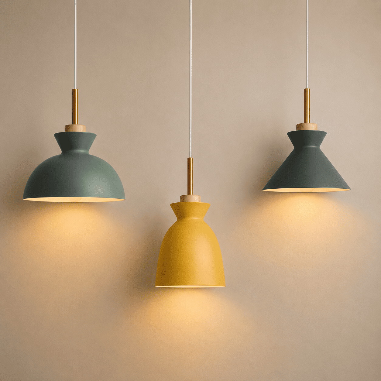 Suspension bois métal, Abat-jour conique scandinave