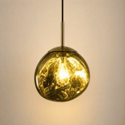 Suspension design globe PVC, effet verre soufflé | Salon escalier intérieur moderne